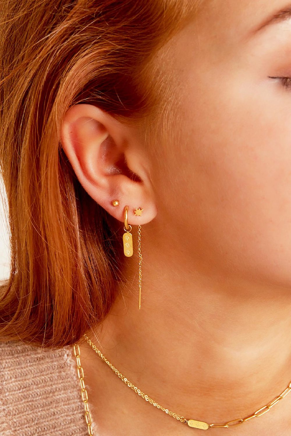 stainless steel chain earrings star  h5Picture2